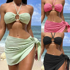 Damen Bandeau-Bikini mit elastischem Wickelsaft