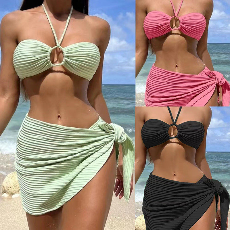 Damen Bandeau-Bikini mit elastischem Wickelsaft