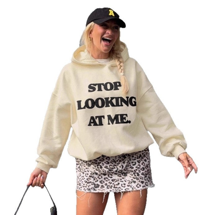 Damen lässiger Kapuzenpullover mit auffälligem Schriftzug R&B