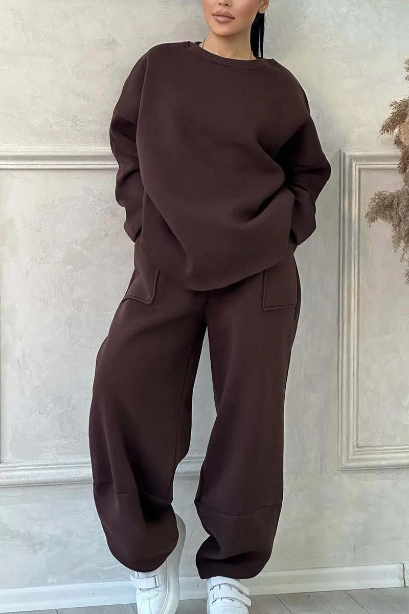 Damen Cozy Oversized Sweat-Set mit geräumigen Taschen und angenehmem Schnitt R&B