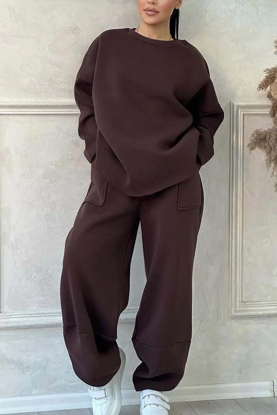 Damen Cozy Oversized Sweat-Set mit geräumigen Taschen und angenehmem Schnitt R&B