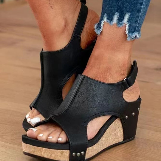 Damen Wedge-Sandalen mit elastischem Riemen und anatomischer Fußbettgestaltung R&B