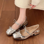 Damen Ballerinas mit modischer Schleifen-Applikation und elegantem Blockabsatz R&B