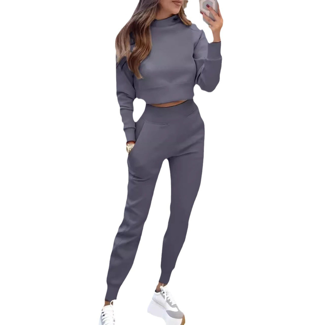 Damen Sportliches Zweiteiler-Set mit hohem Kragen und seitlichen Taschen R&B