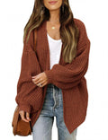 Damen lockerer Strickcardigan mit voluminösen Ärmeln und strukturiertem Design R&B