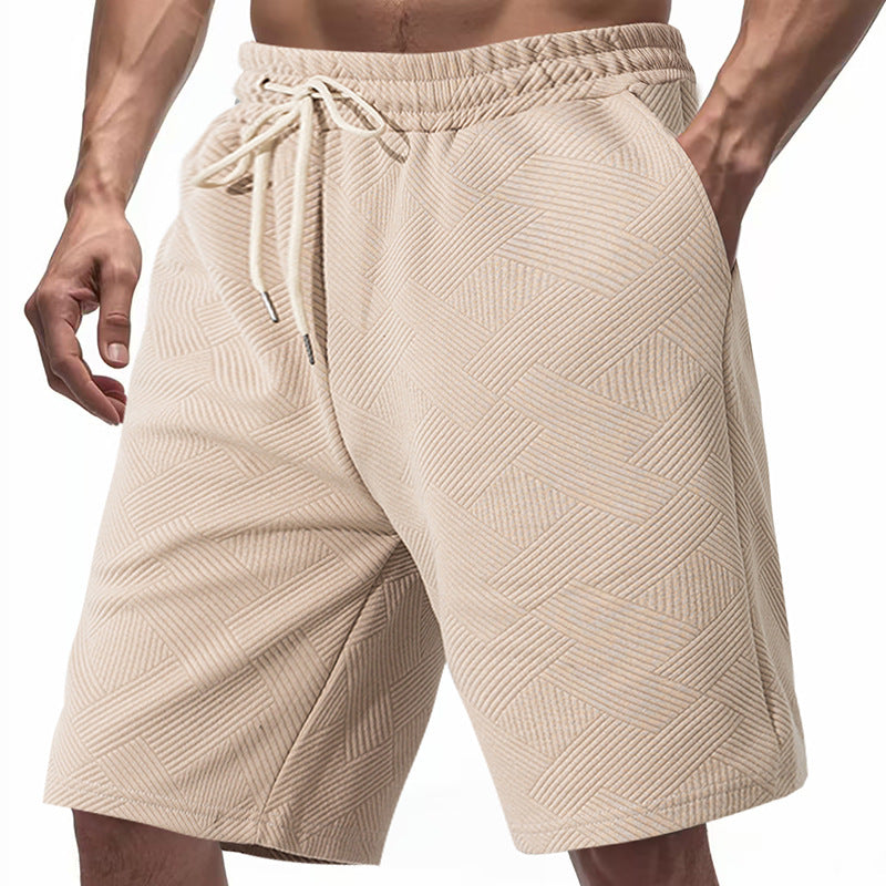 Herren nan knielange Textur-Badeshort mit elastischem Kordelbund und seitlichen Eingrifftaschen R&B