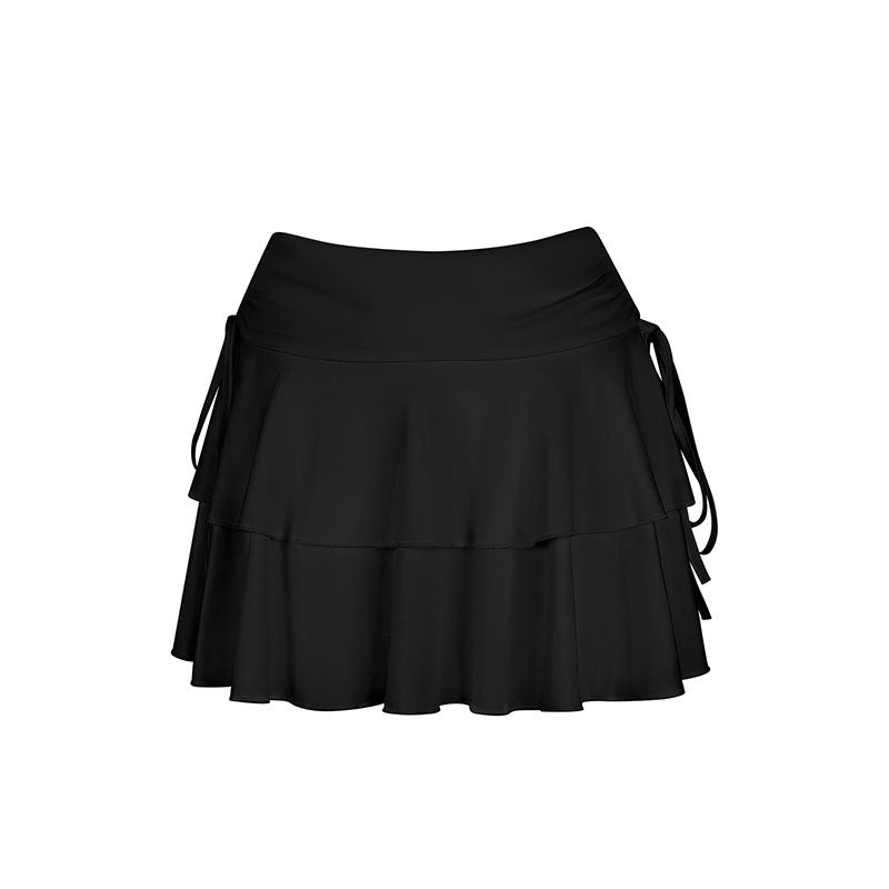 Damen Sportlicher Tennisrock mit Rüschendetails und seitlichen Kordeln R&B