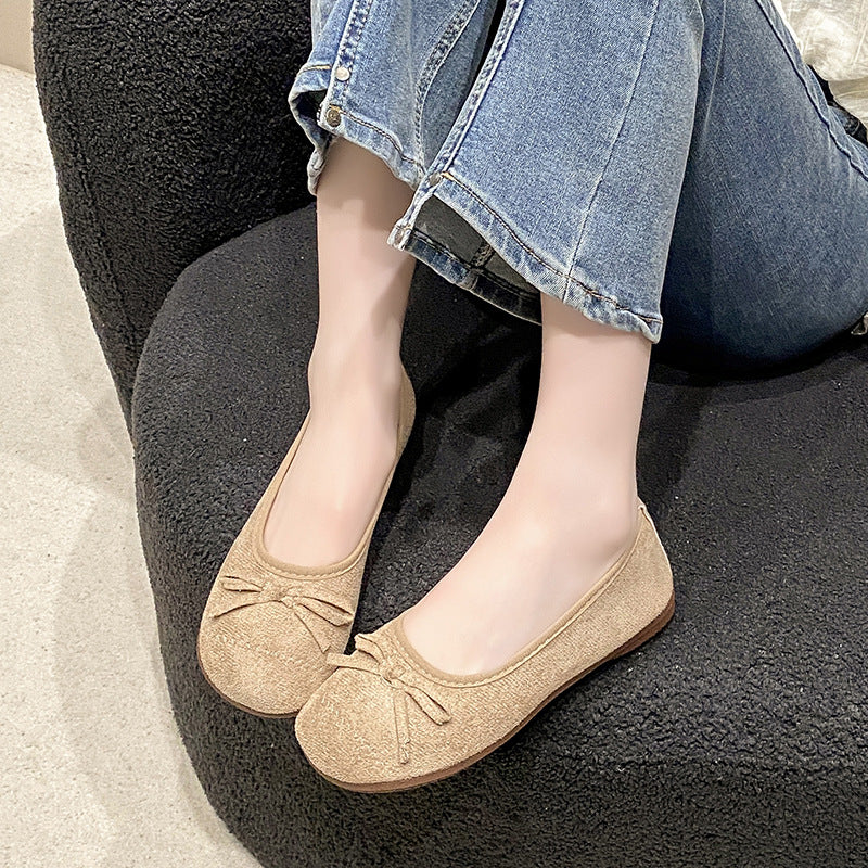 Damen Ballerina-Schuhe mit zierlichem Schleifenakzent und eleganter Oberfläche R&B