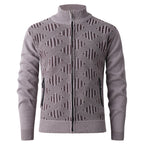 Herren elegante Strickjacke mit strukturiertem Design und hohem Stehkragen R&B