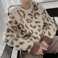 Damen Flauschiger Leopardenmuster Pullover