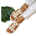 Damen Glänzende Riemensandalen mit modischen Schnallen R&B
