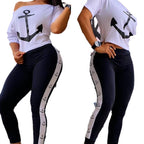 Damen Sportliches Oberteil und figurbetonte Leggings Set R&B