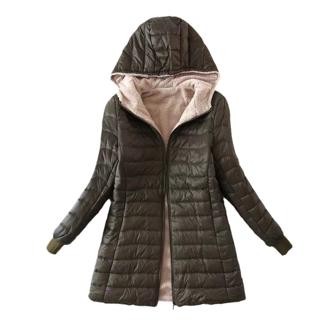 Damen gesteppter Wintermantel mit Kapuze und weichem Innenfutter R&B