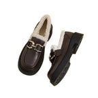 Damen Mokassins mit plüschigem Innenfutter und elegantem Schnallenverschluss R&B