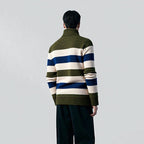 Herren Pullover mit hohem Kragen und strukturiertem Streifenmuster