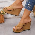 Damen Wedge-Pantoletten mit raffiniertem Kreuzriemen-Design und bequemer Sohle R&B