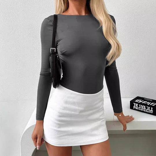 Damen Figurbetonter Langarm-Bodysuit R&B