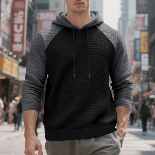 Herren nan gesteppter Kapuzenpullover mit Raglanärmeln und Kordelzug R&B