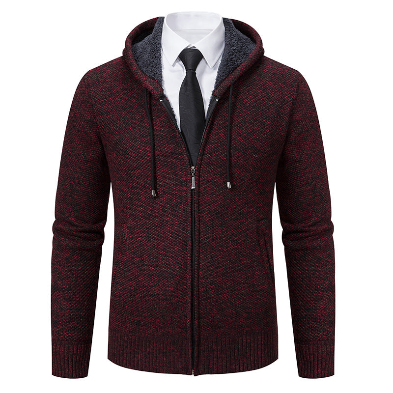 Herren modische Strickjacke mit Kapuze und elegantem Reißverschluss Heidi-Mode