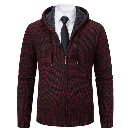 Herren modische Strickjacke mit Kapuze und elegantem Reißverschluss Heidi-Mode
