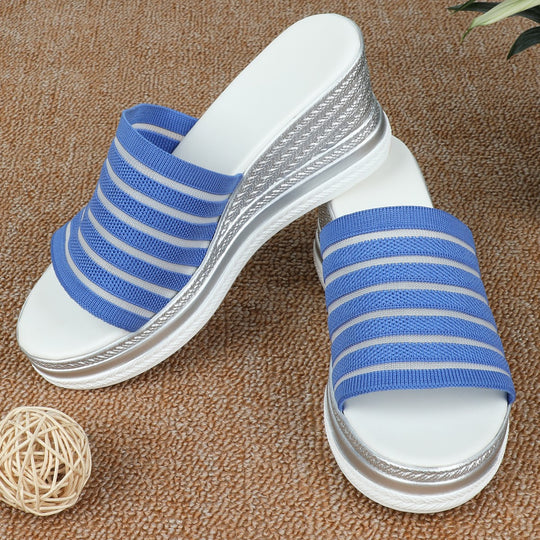 Damen modische Wedge-Pantoletten mit strukturiertem Obermaterial und atmungsaktivem Design R&B