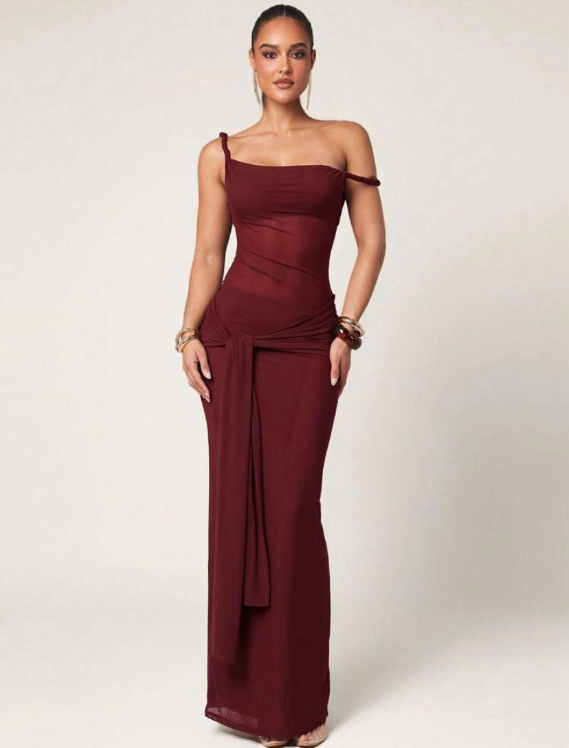 Damen Galakleid mit asymmetrischem Ausschnitt und dekorativem Wickeldetail R&B