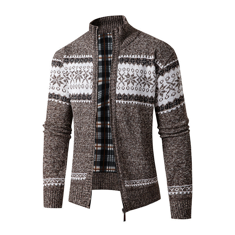 Herren Strickjacke mit hohem Kragen und modernem Zipper R&B