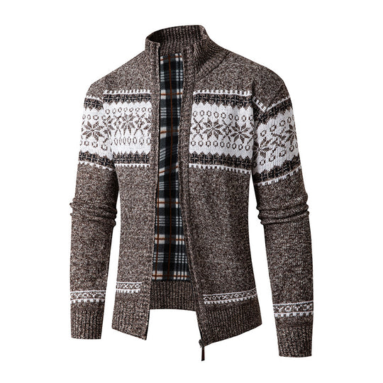 Herren Strickjacke mit hohem Kragen und modernem Zipper R&B