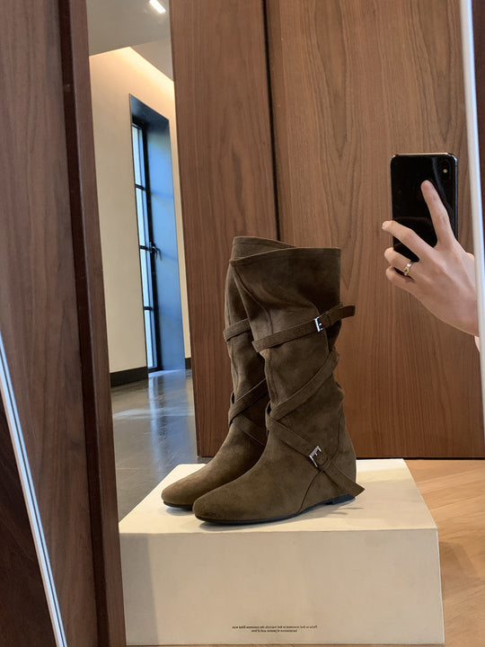 Damen Elegante Stiefel mit verstellbarem Riemen und komfortablem Fußbett R&B