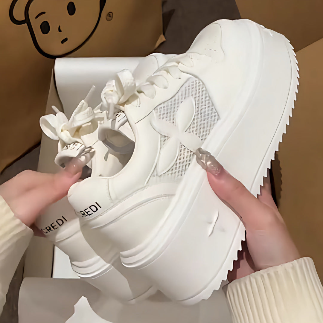 Damen Sportliche Sneakers mit luftdurchlässiger Mesh-Oberfläche und plattenförmiger Sohle R&B