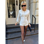 Damen modisches Strickoberteil mit kurzen Hosen R&B