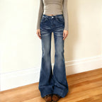 Damen Flared Jeans im lässigen Vintage-Stil mit hohem Bund und stylischen Waschungen R&B