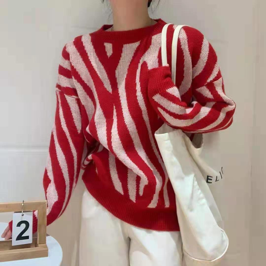 Damen Strickpullover mit modernem Streifenmuster und lässigem Schnitt R&B