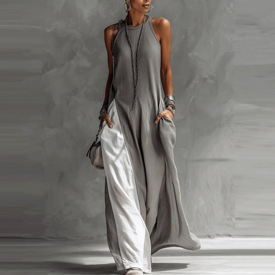 Damen Lässiges Maxikleid mit asymmetrischem Schnitt und tiefem Rückenausschnitt R&B