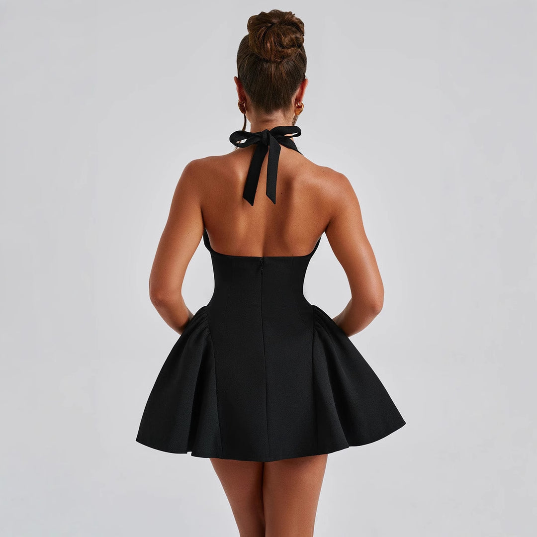 Damen Skaterkleid mit tiefem V-Ausschnitt und raffinierten Seitentaschen R&B