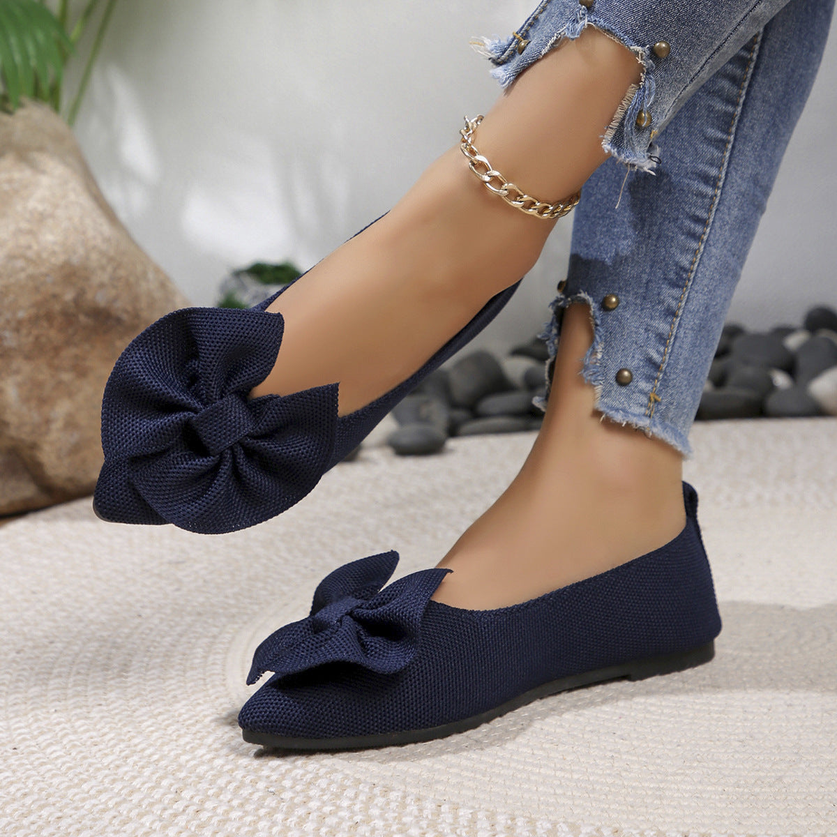 Damen Ballerinas mit dekorativem Schleifendetail und bequemem Fußbett R&B