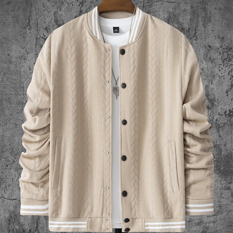Herren stylische Bomberjacke mit strukturiertem Strickmuster und sportlichen Akzenten R&B