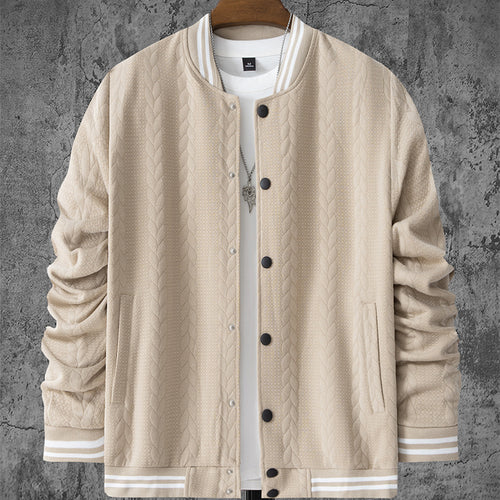 Herren stylische Bomberjacke mit strukturiertem Strickmuster und sportlichen Akzenten R&B