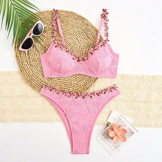 Damen Bikini-Set mit floralen Akzentstickereien R&B