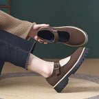Damen Retro Mary Jane Schuhe mit robustem Profil und verstellbarem Riemen R&B
