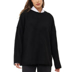 Damen Grobstrickpullover mit weitem Schnitt und lässigen Details R&B