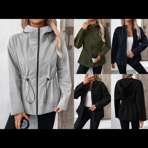Damen leichte Kapuzenjacke mit einstellbarem Bund R&B