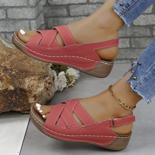 Damen Komfortable Keilabsatz-Sandalen mit geflochtenem Riemendesign R&B