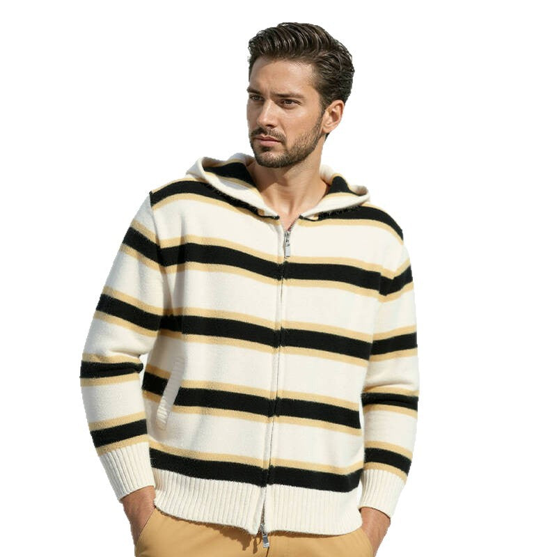 Herren Kapuzenjacke mit modernen Streifen und praktischen Taschen R&B