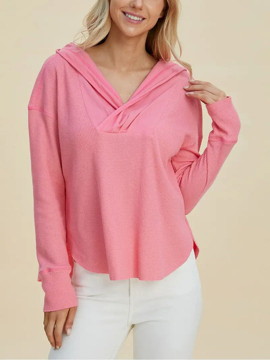 Damen Freizeit Hoodie mit raffiniertem Ausschnitt R&B