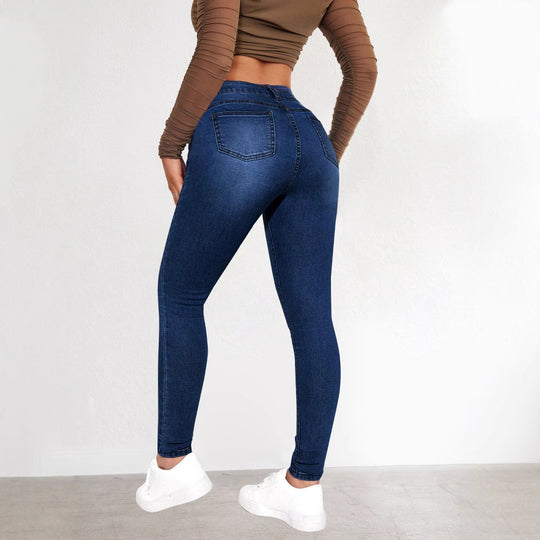 Damen Skinny Jeans mit hohem Bund und figurschmeichelndem Schnitt R&B
