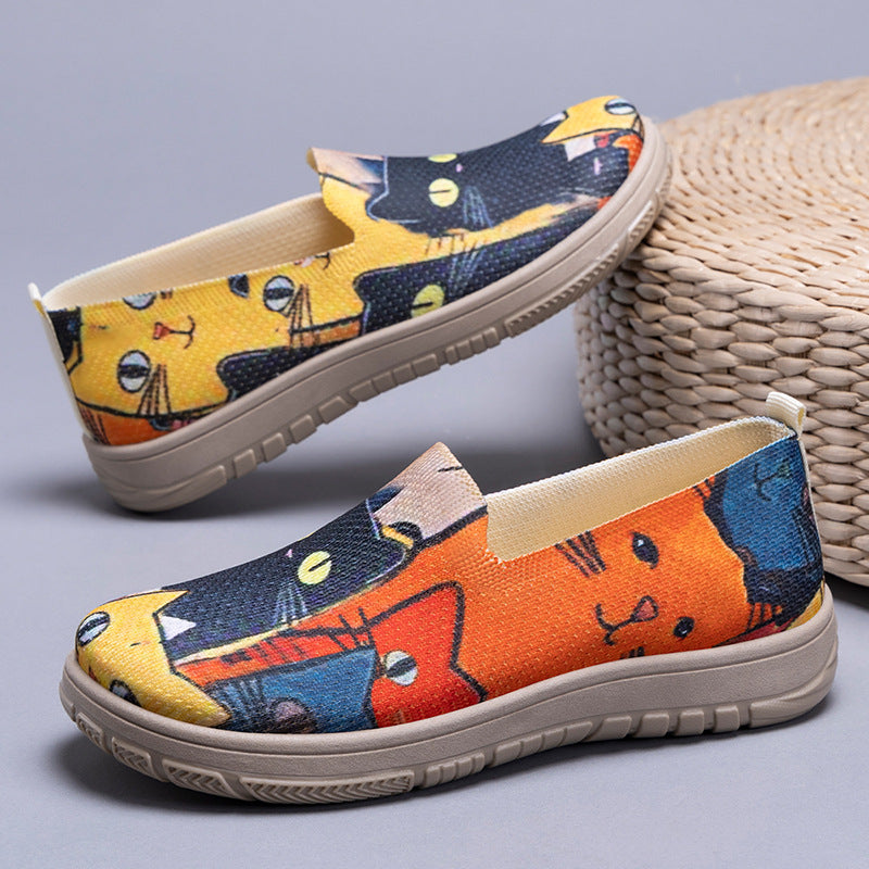 Damen Modische Slip-On Sneaker mit buntem Muster
