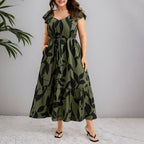 Damen Maxikleid mit floralem Muster und taillierter Silhouette R&B