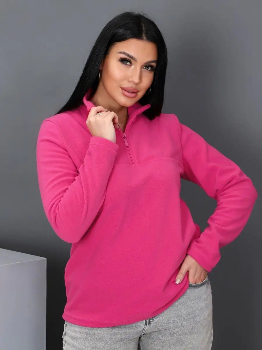 Damen Fleece-Pullover mit steigendem Kragen R&B