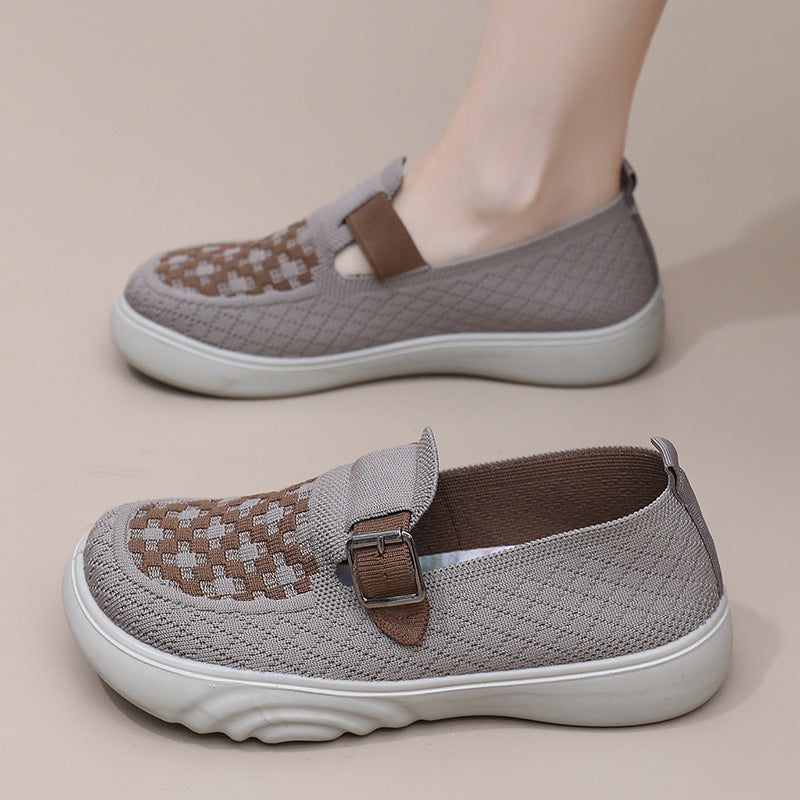 Damen Komfortable Slip-On Freizeitschuhe mit modischem Riemen R&B